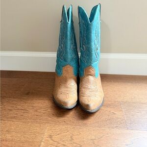 Stylish Brown and Blue Women's Cowboy Boots